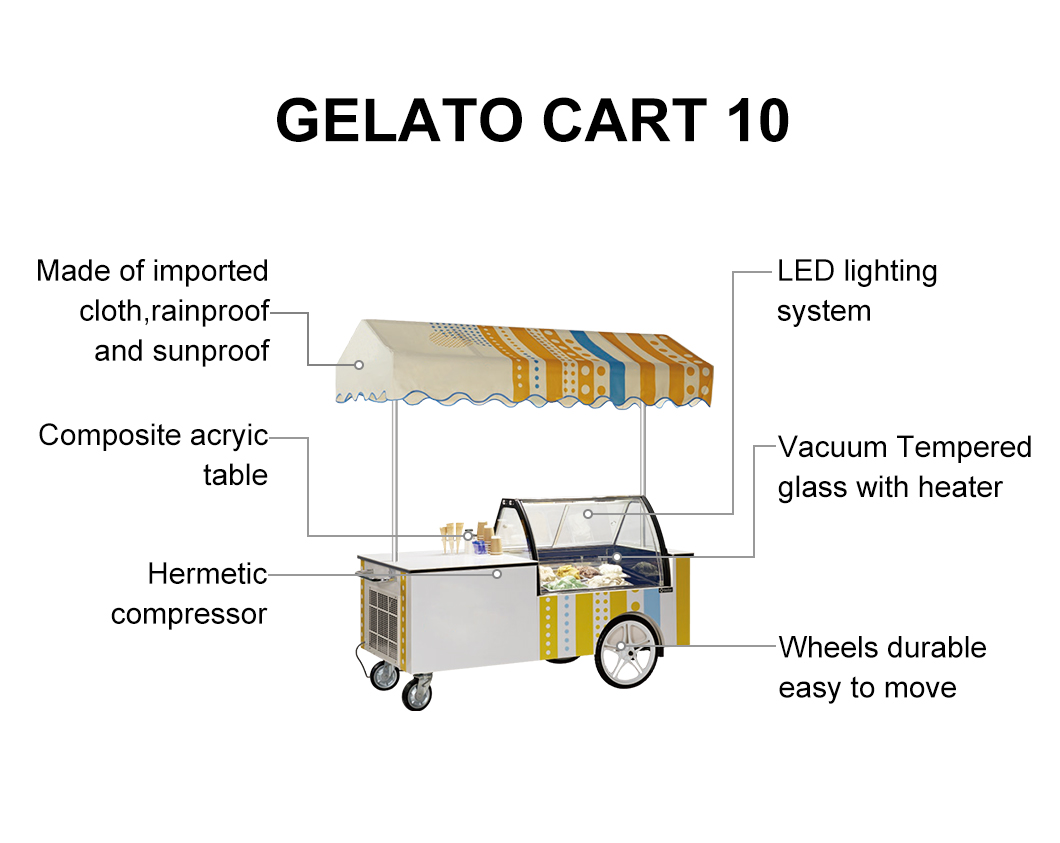 Prosky Semiautomatic Gelato Push Cart With Drawer from China
